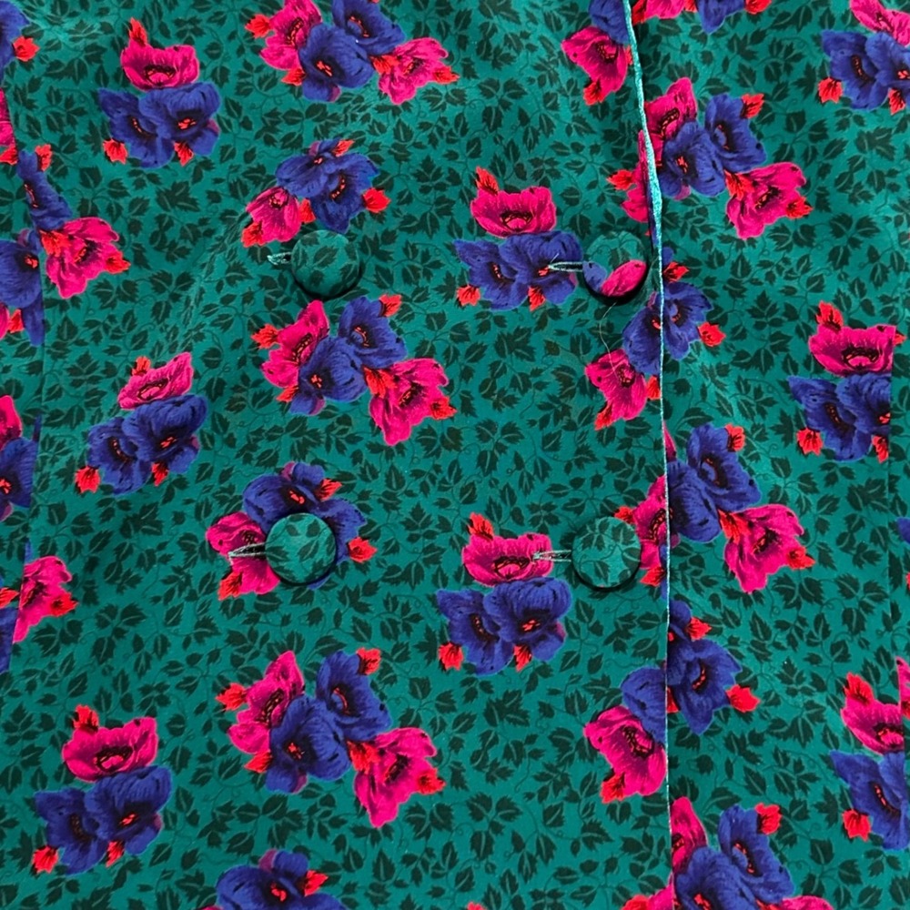 Vintage Victorias Secret Gold Label Floral Pajama Top Teal Pink Purple Med 90'S - Picture 9 of 9
